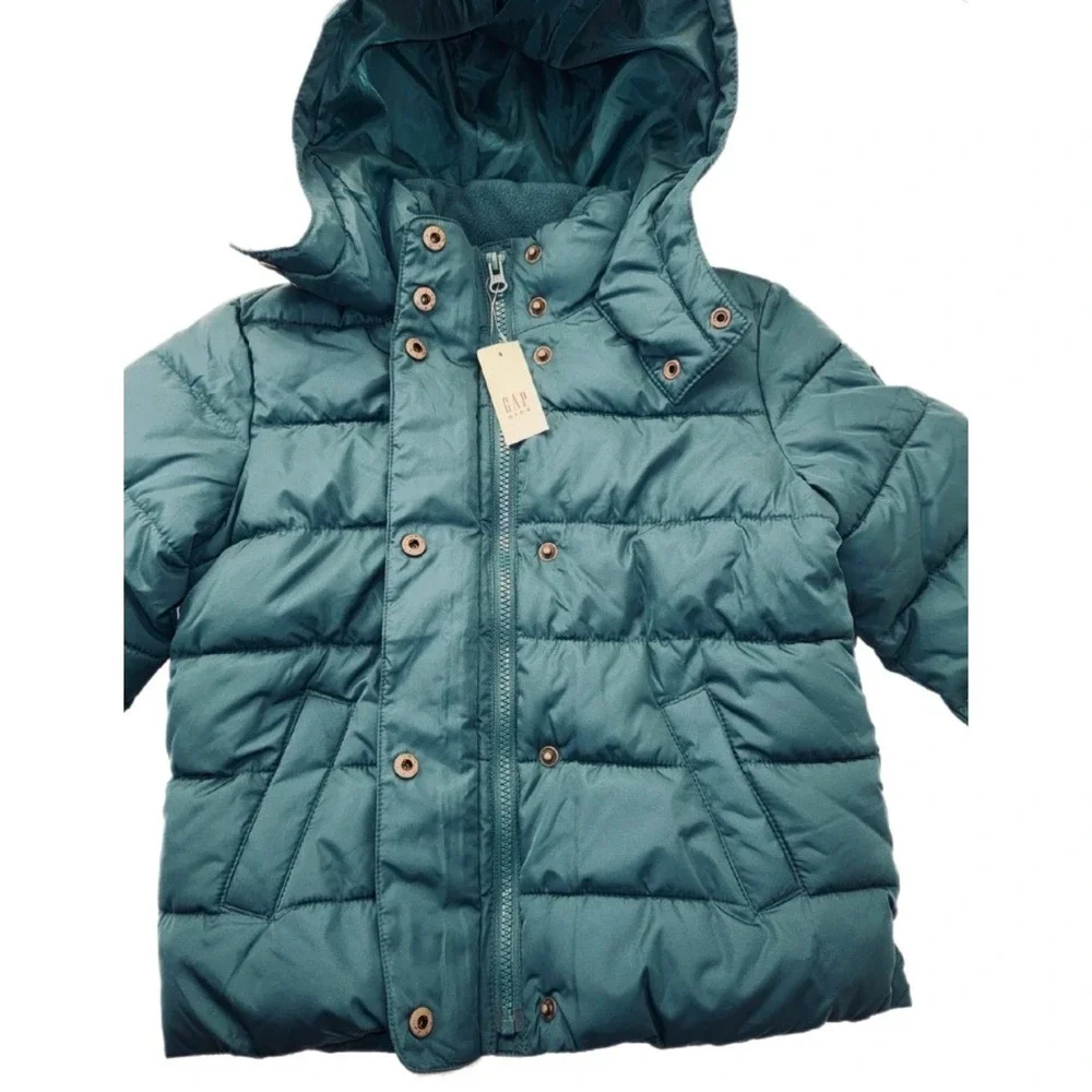 NWT Gap Puffer Jacket Kids Size S Teal Cold Control‎ Max Water Resistant Coat